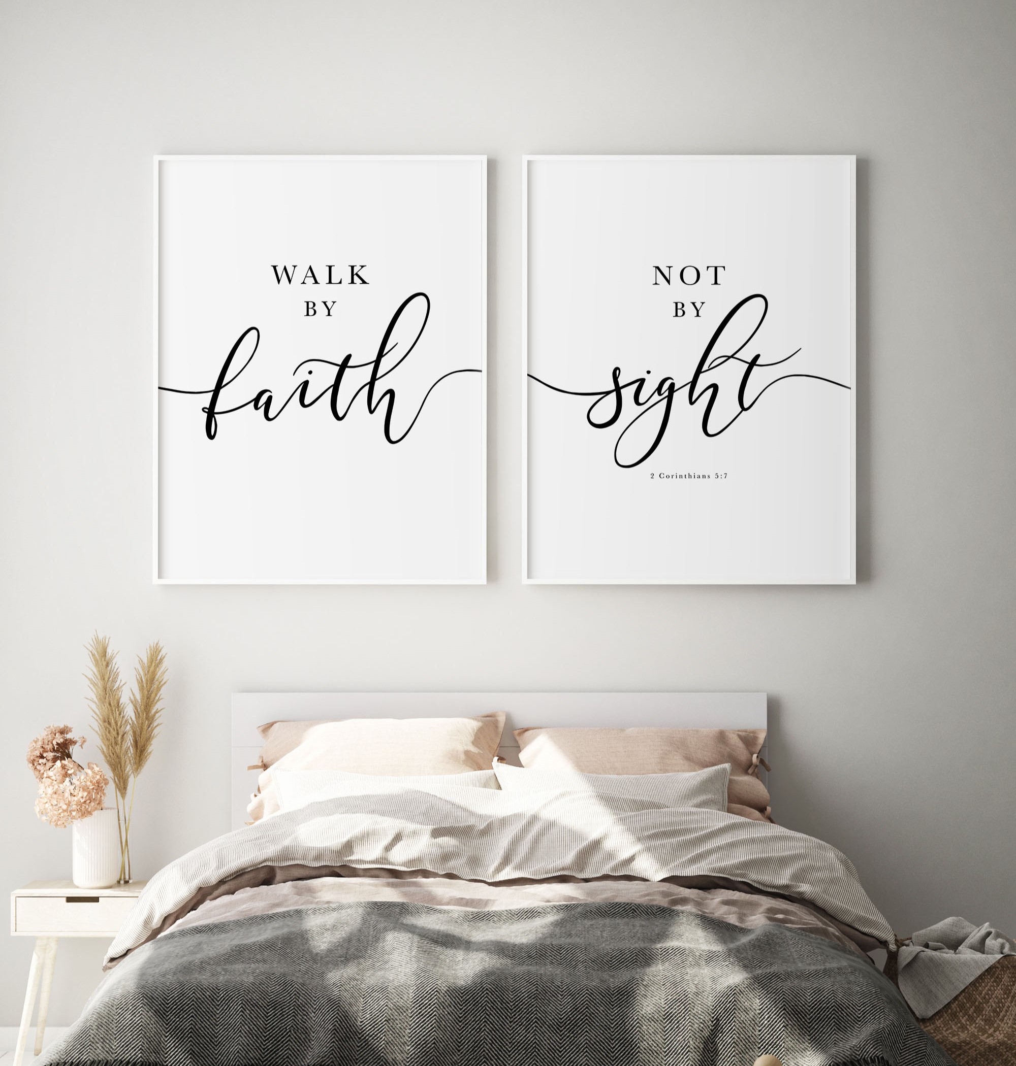 Walk by Faith Not by Sight, 2 Corinthians 5:7 | Duo Set, Christian Wall Art, A2 at XILEF Art